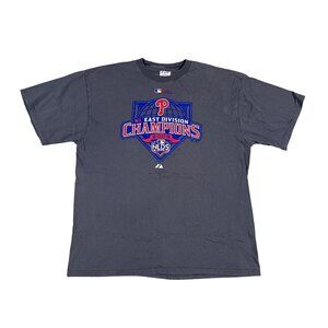 2009 Majestic Philadelphia Phillies NLDS Champs Gray T-Shirt Size XL